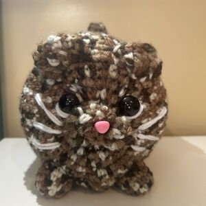 Brown And White Crochet Cat